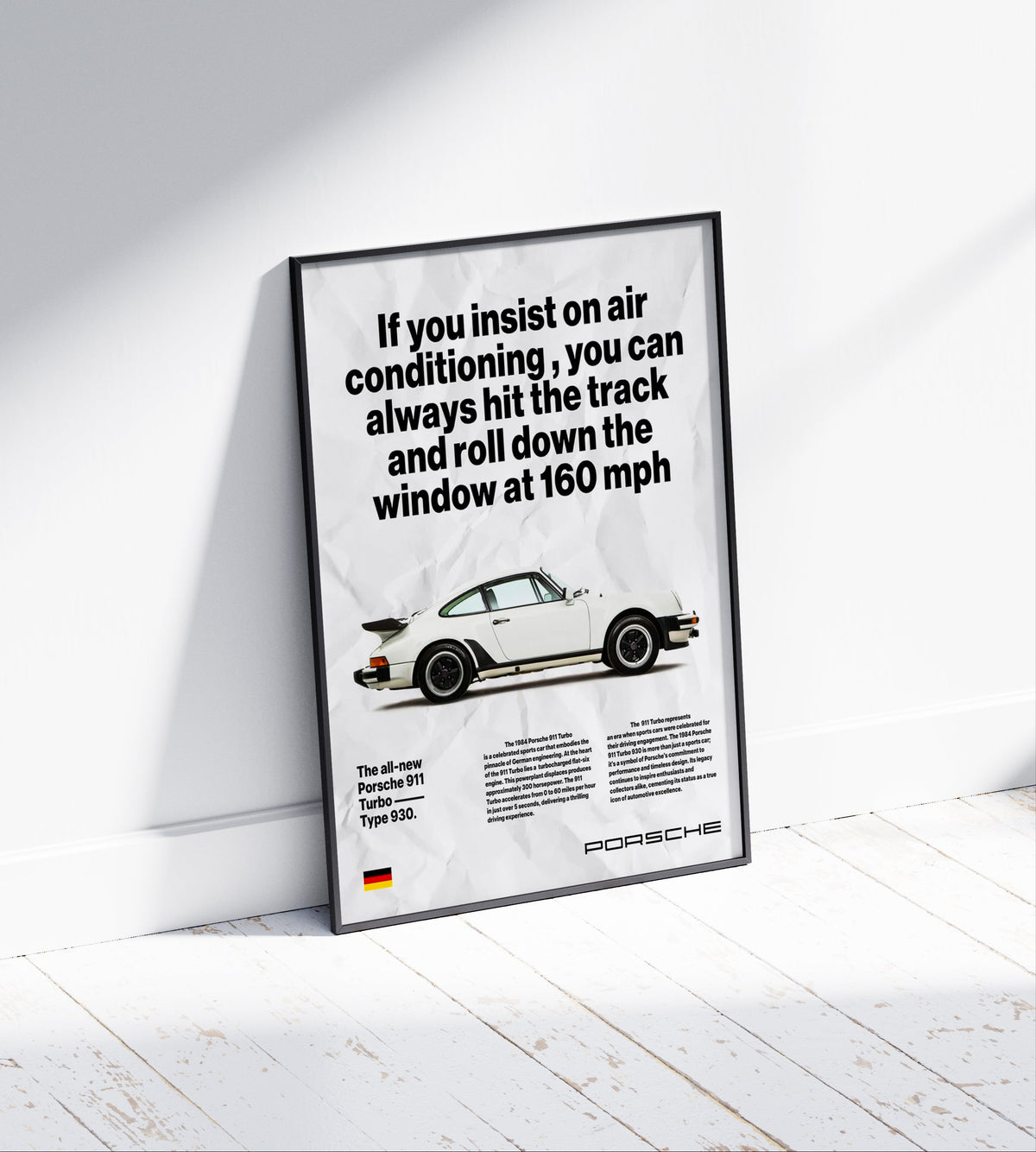 Vintage Porsche 911 Turbo Newspaper Poster