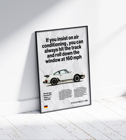 Vintage Porsche 911 Turbo Newspaper Poster